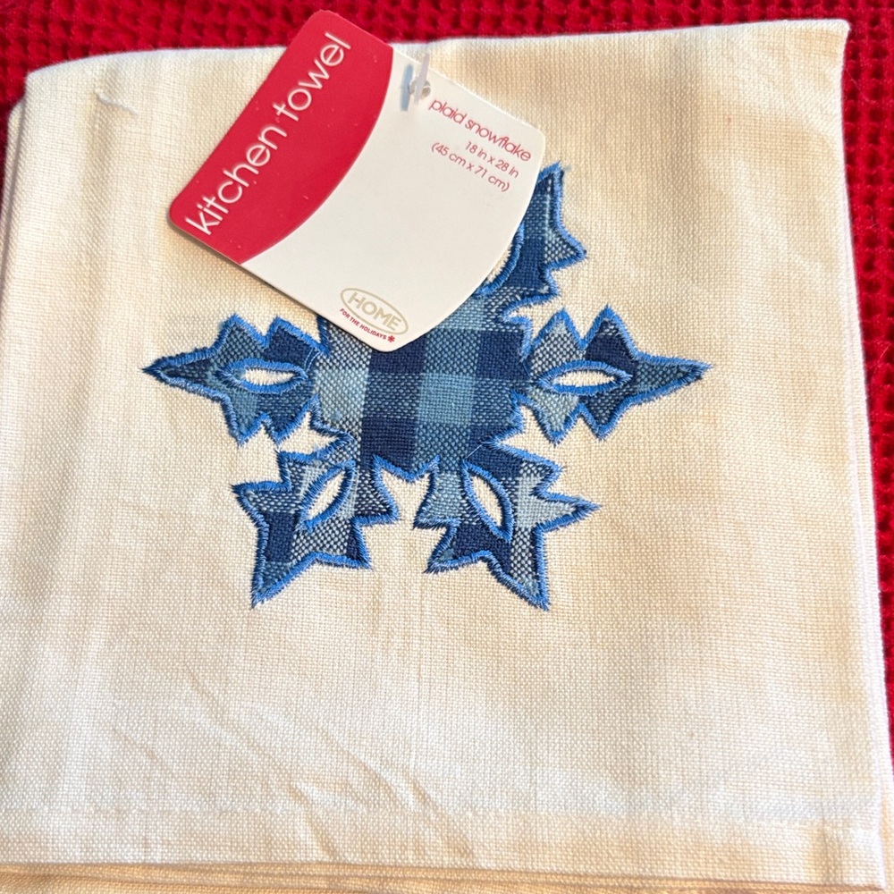 Target Kitchen Towel with Blue Snowflake Design